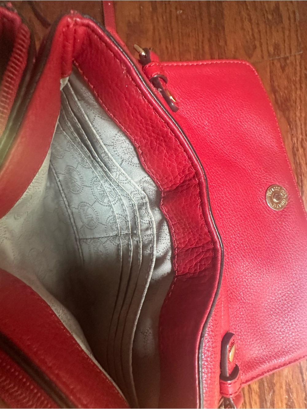Michael Kors Red Pebbled Leather Crossbody with Gold Chain - Picture 12 of 12